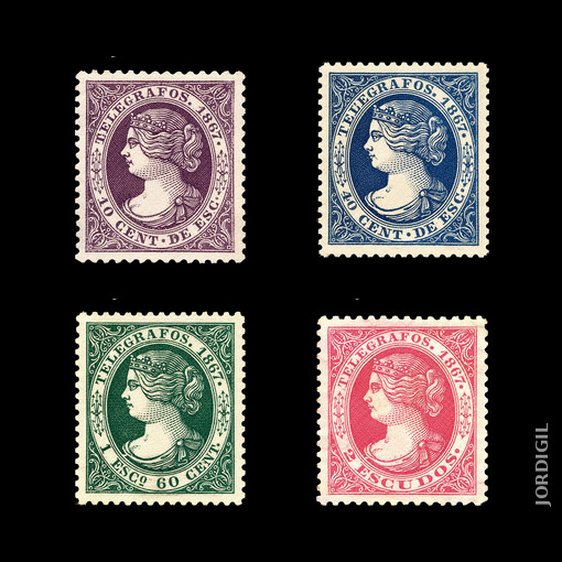 Telegrafos España · Edifil 17-20 · 1867 · 45 €