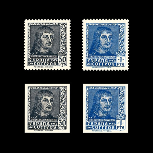 España 1938 Edifil NE58-59 y NE58-59s Dentados y sin dentar