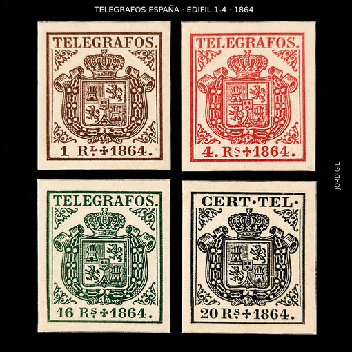 Telegrafos España 1864 Edifil 1-4