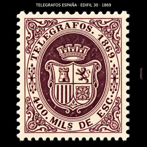 Telegrafos España 1869 Edifil 30