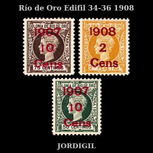 Rio de Oro 1907-1908 Edifil 34-36