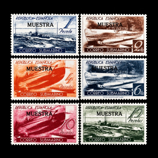 Edifil 775-780 Correo Submarino Sin Dentar "Muestra" serie completa España 1938 · 50 €