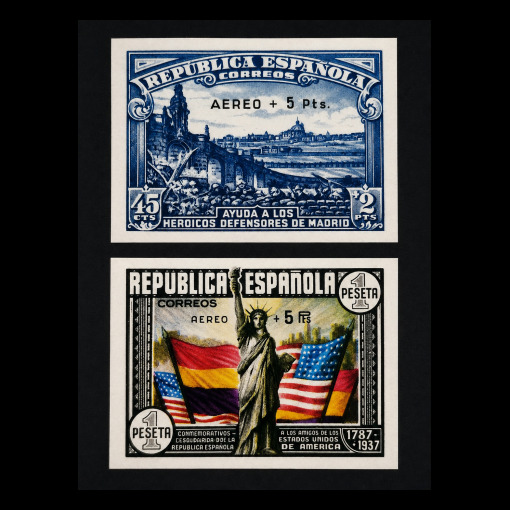 Defensa de Madrid y CL Aniv Constitucion EE.UU sin dentar 1938 Edifil 759s-795s