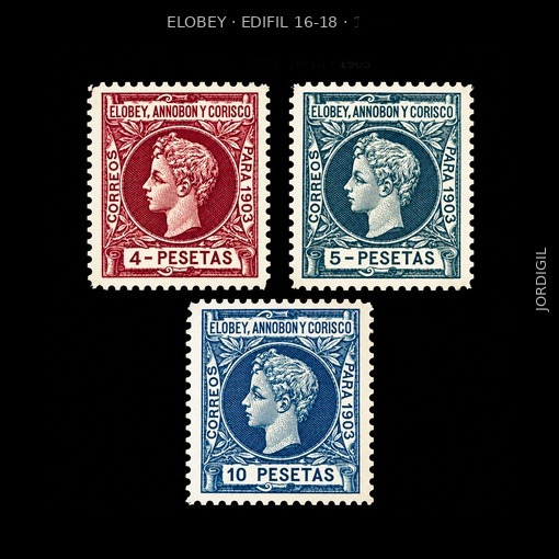 Elobey 1905 Edifil 16-17-18