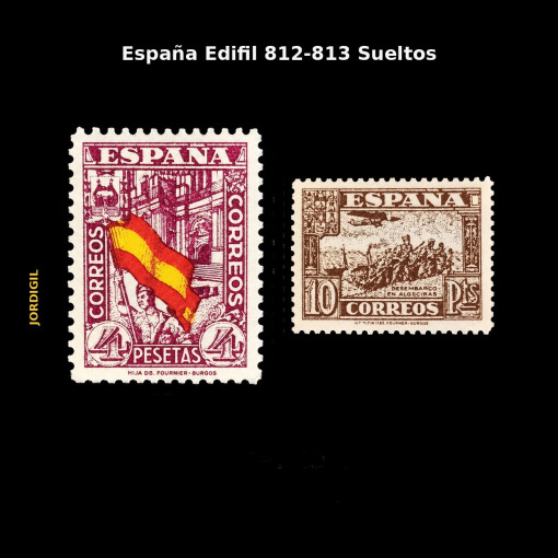 España Junta de Defensa Nacional valores clave de la serie 802-813 · 1936-1937 · Edifil 812-813 · 35 €