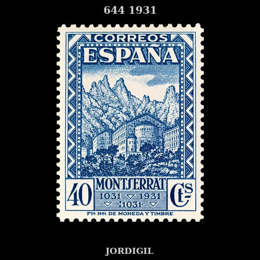 España IX Centenario Fundacion Monasterio de Montserrat 1931 Edifil 644
