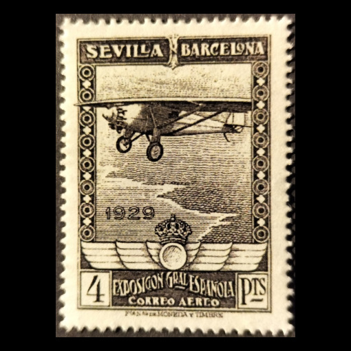 Pro Exposiciones de sevilla y Barcelona correo Aereo valor clave España 1929 Edifil 453