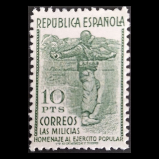Homenaje al Ejercito Popular Valor de 10 Ptas 1938 Edifil 800