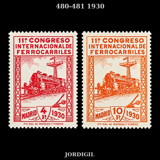 XI Congreso Internacional de Ferrocarriles de Ferrocarriles Valores Clave 1930 Edifil 480-481