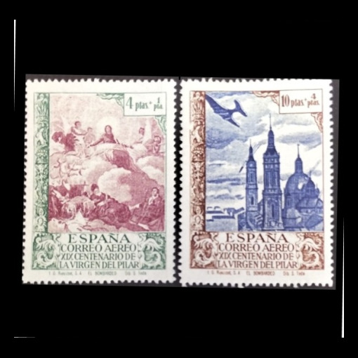 XIX Centenario de la venida de la Virgen del Pilar a Zaragoza 1940 Edifil 912-913