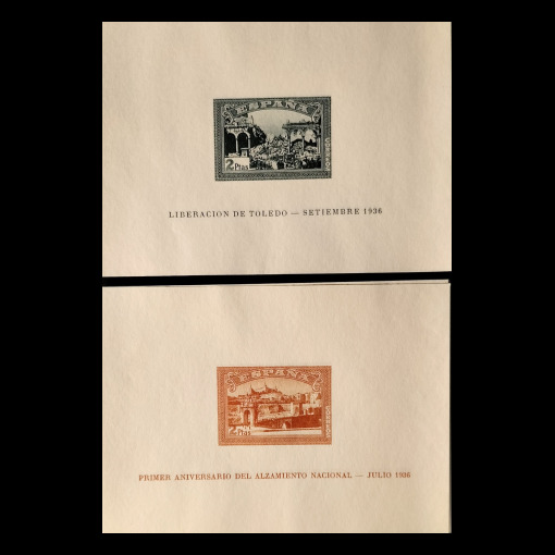 II Aniversario del Alzamiento Nacional 2 hojitas HB sin dentar 1937 Edifil 838-839 HB