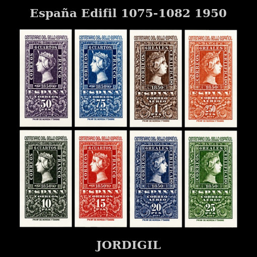 Centenario del sello Español 1950 Edifil 1075-1082