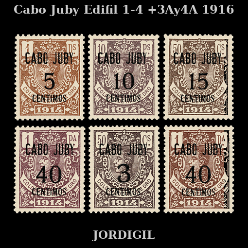 Cabo Juby · 1916 · Edifil 1-4+3A+4A · 95 €